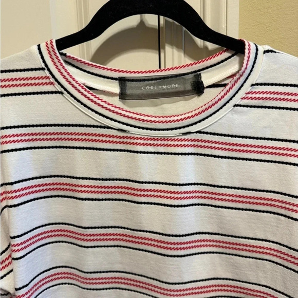 Code X Mode Puffy Sleeve Striped Shirt Sz M - Picture 2 of 10